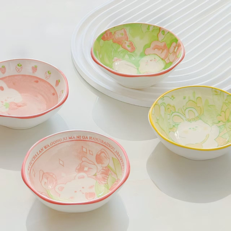 4개 세트 귀여운 토끼와 새 모양 접시 세라믹 만화 디 - Sauce Dipping Cup 리뷰 및 가격