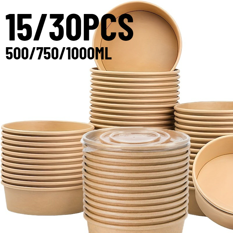 15/30PCS 크래프트 종이 그릇 뚜껑이 있는 일회용 - Meal Prep Bowl 리뷰 및 가격
