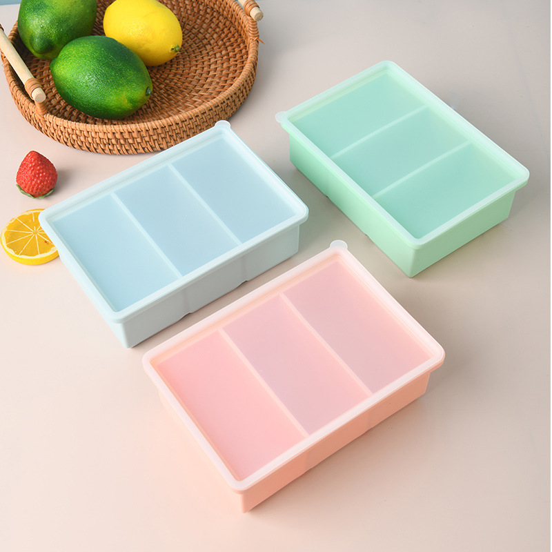 특대형 3칸 실리콘 냉동 트레이(뚜껑 포함) 대형 얼음 - Meal Prep Template 리뷰 및 가격