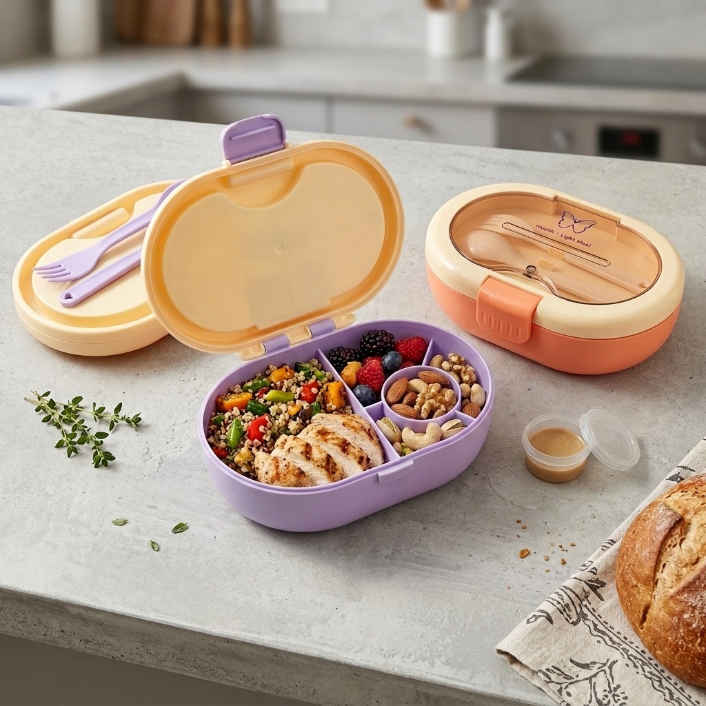 누수 방지 플라스틱 도시락통, 수저 세트 포함, 분리형 - Meal Prep Or Prep Meal 리뷰 및 가격